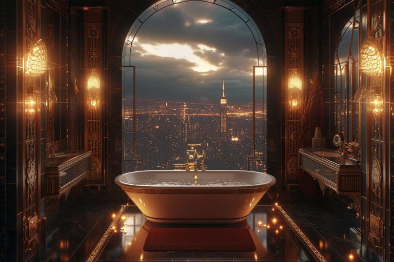 Curated visual reference: Fresh Look at Luxurious Bathroom Interior With A City View