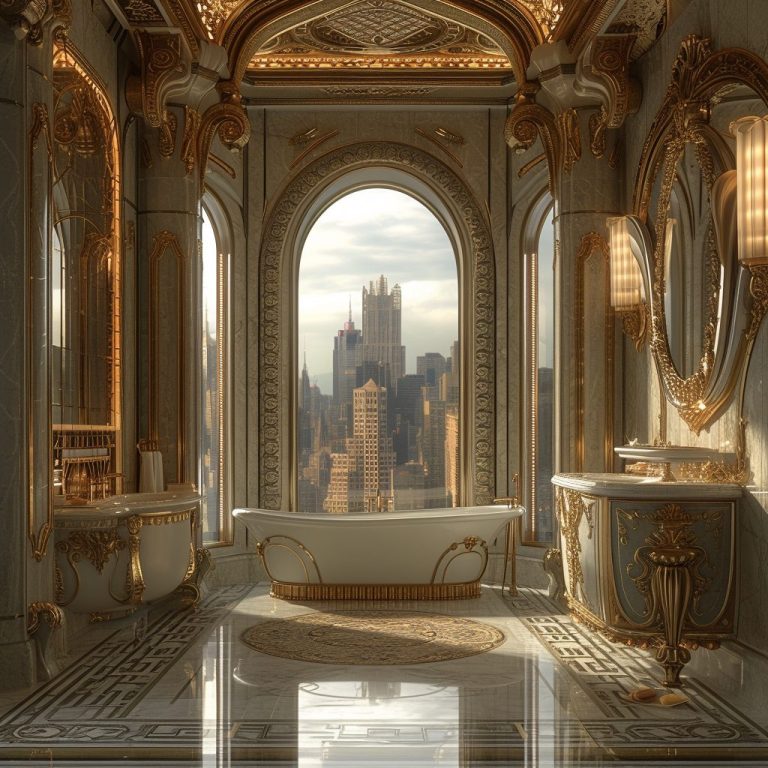 Curated visual reference: Picture Idea: Luxurious Bathroom Interior With A City View