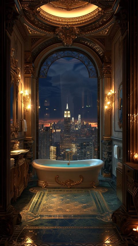 Photo inspiration: Gallery Detail: Luxurious Bathroom Interior With A City View