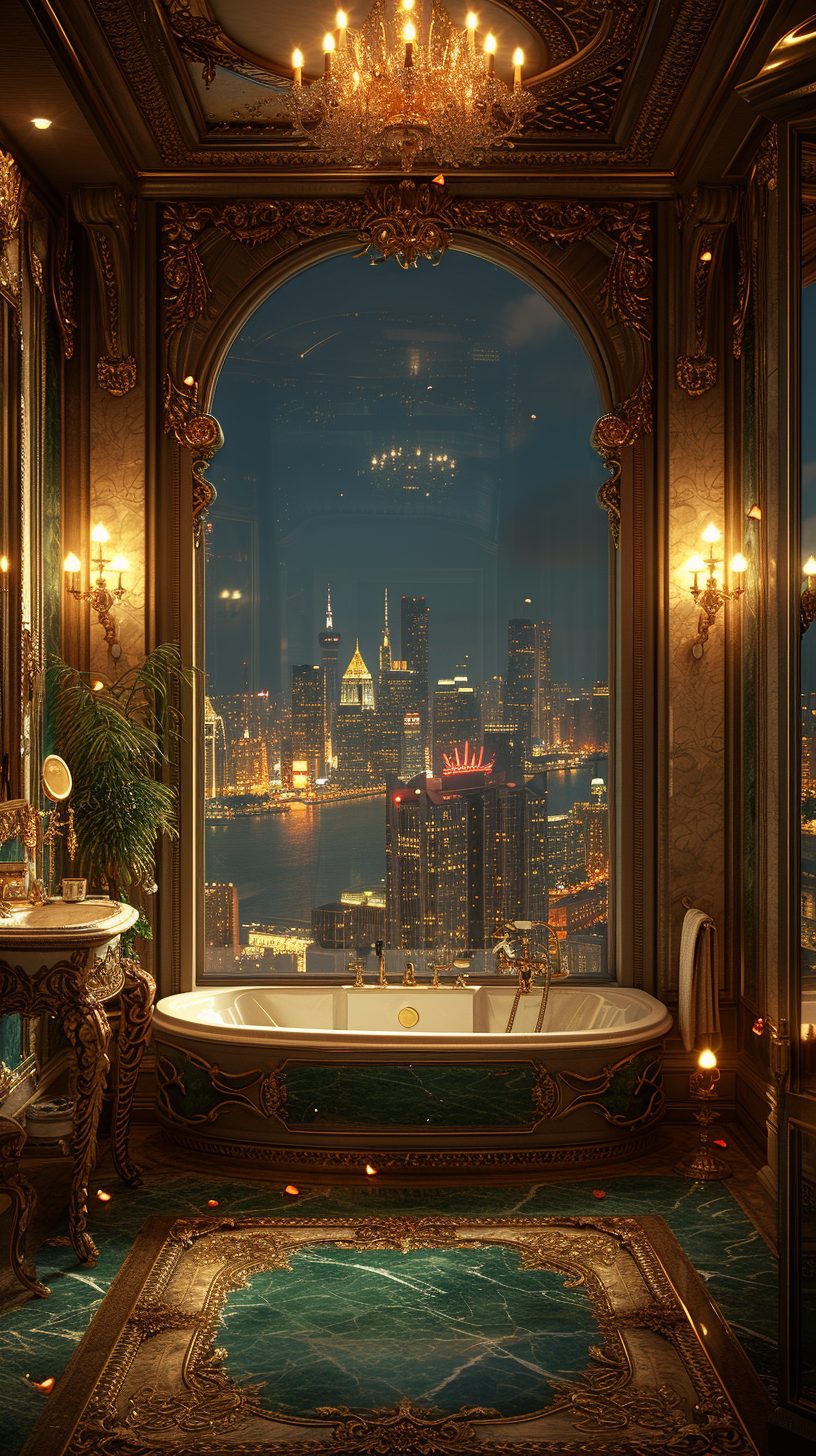 Photo inspiration: Luxurious Bathroom Interior With A City View Photo Inspiration