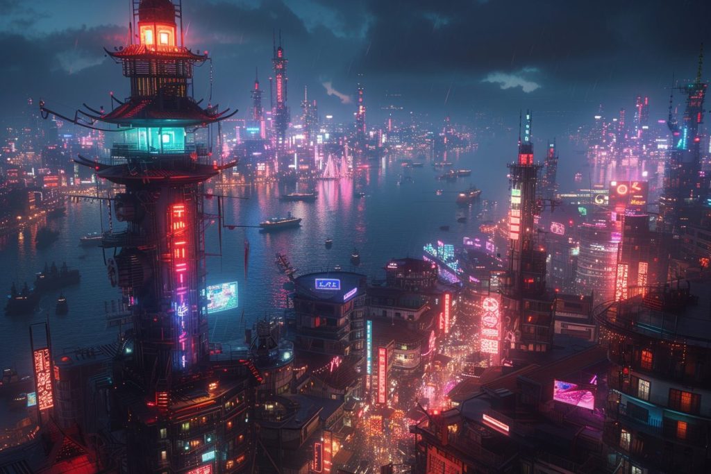 The Cyberpunk Lighthouse AI Artwork 7