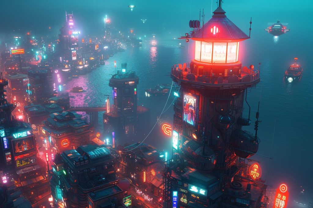 The Cyberpunk Lighthouse AI Artwork 9