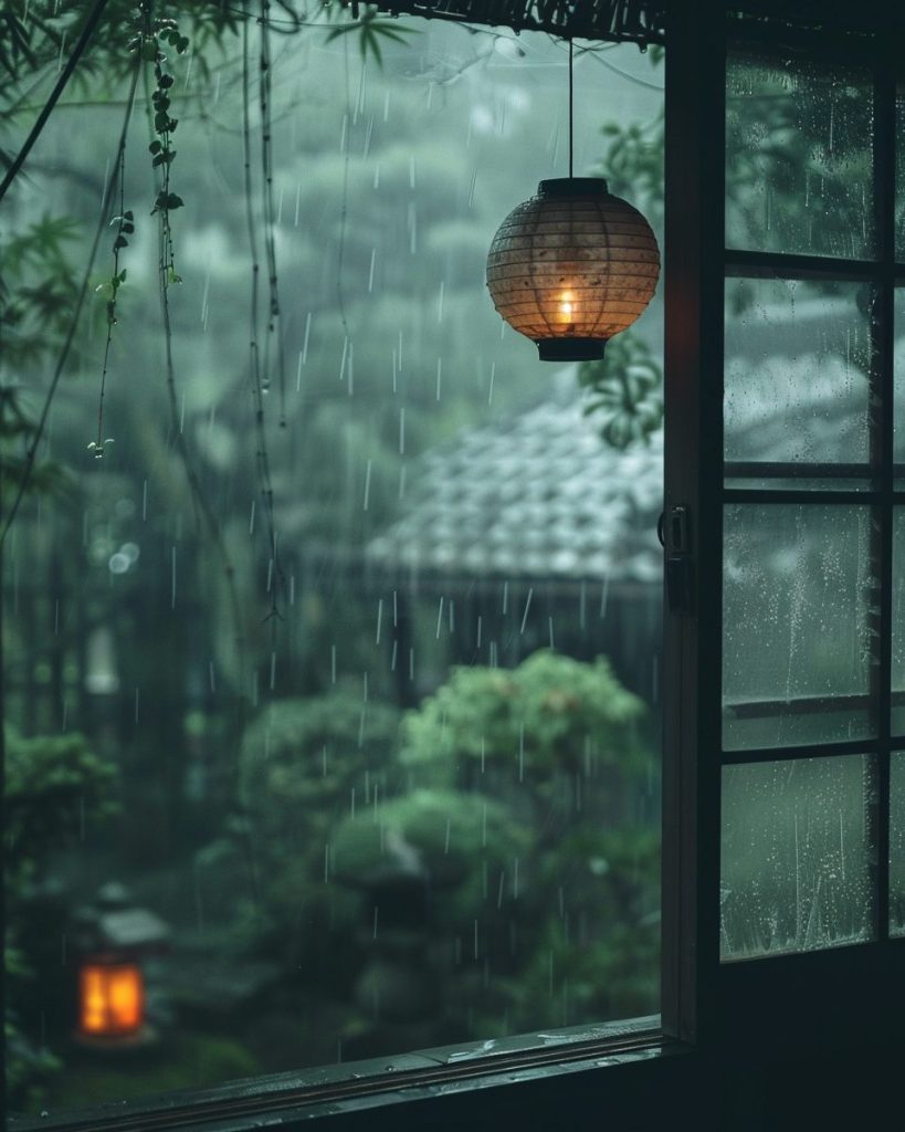 Rainy Garden View from Inside a Traditional Japanese House AI Artwork 14