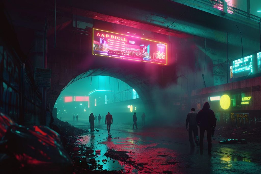 The Colorful Neon Streets of Cyberpunk City AI Artwork 13