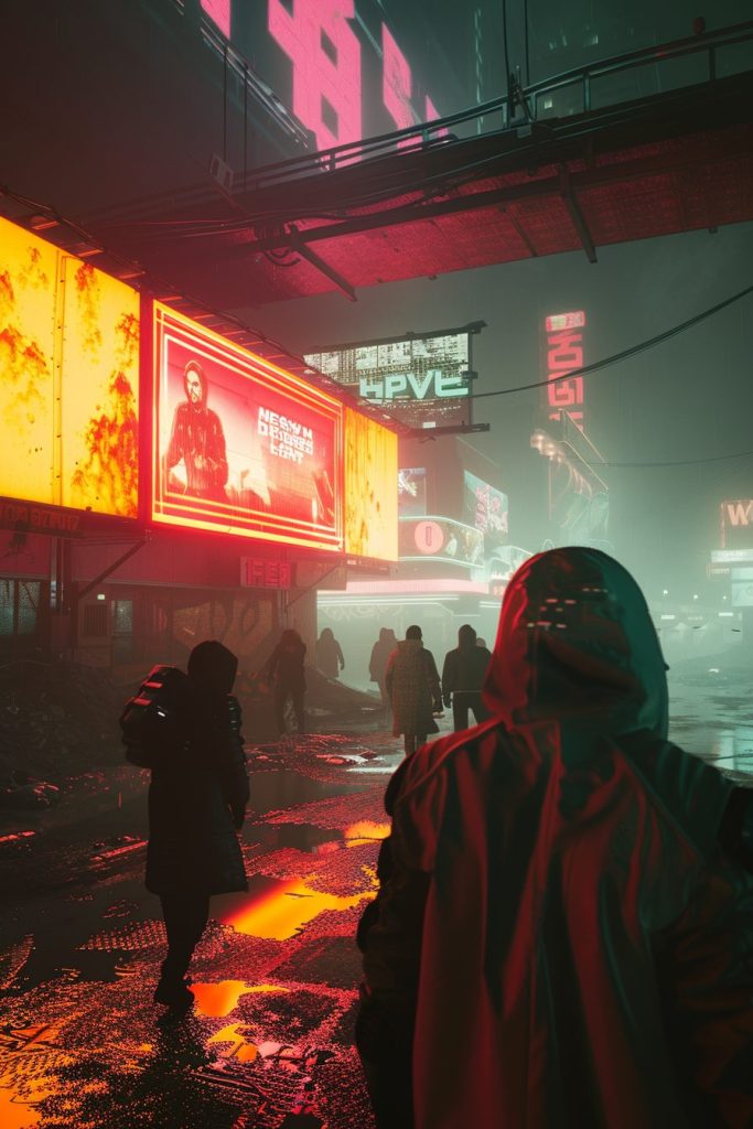 The Colorful Neon Streets of Cyberpunk City AI Artwork 16