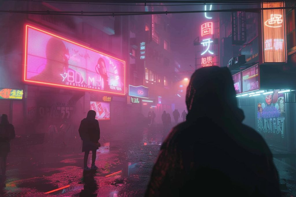 The Colorful Neon Streets of Cyberpunk City AI Artwork 17