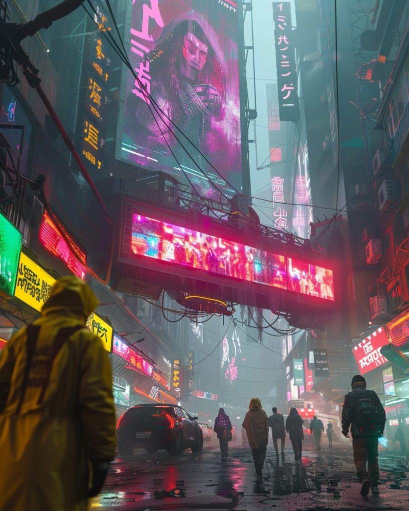 The Colorful Neon Streets of Cyberpunk City AI Artwork 24