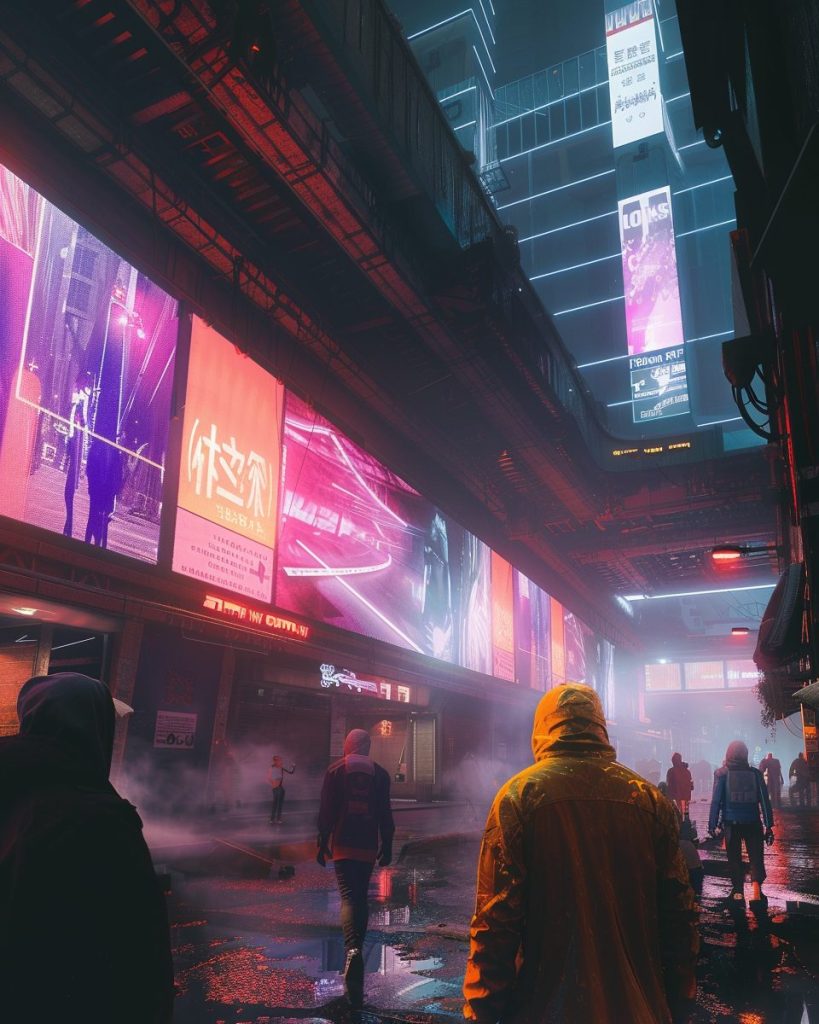 The Colorful Neon Streets of Cyberpunk City AI Artwork 25
