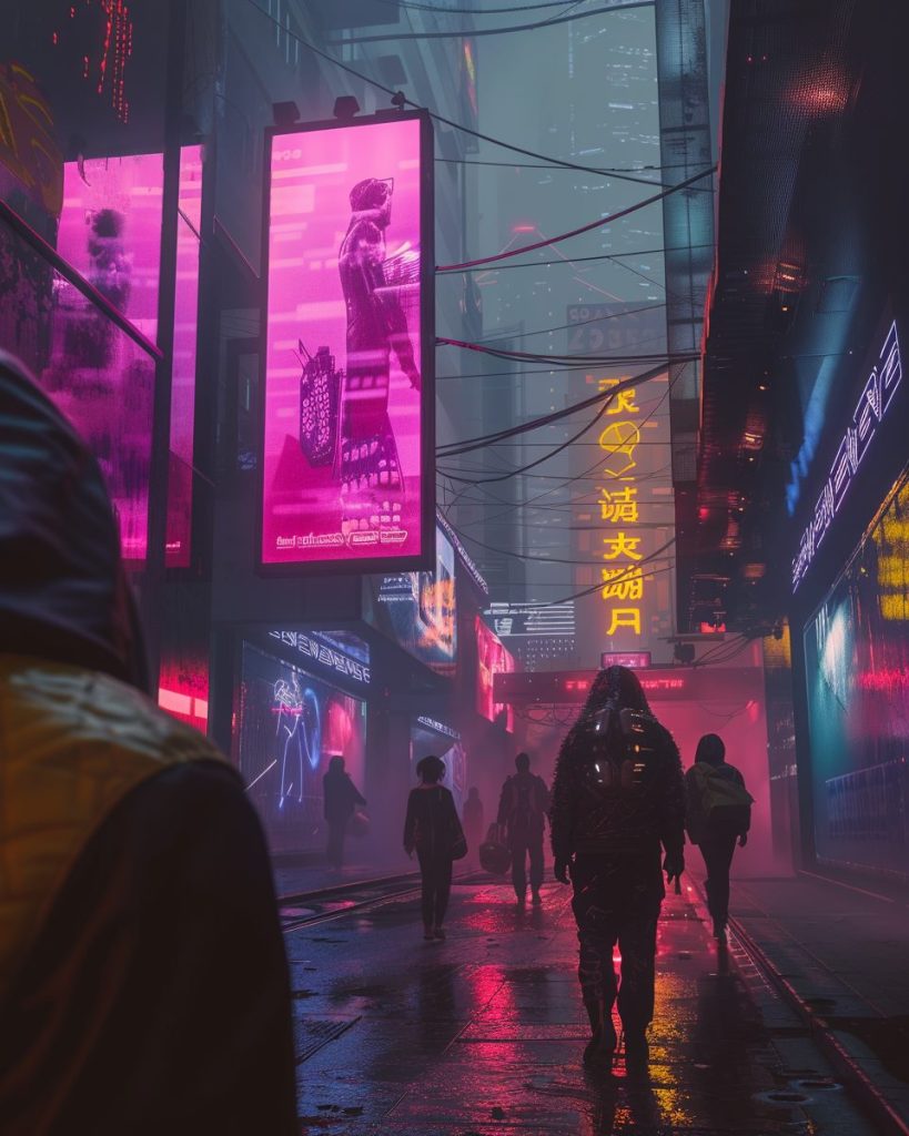The Colorful Neon Streets of Cyberpunk City AI Artwork 28