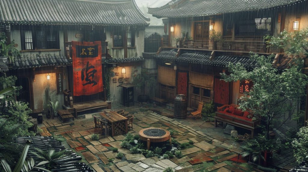 Ancient Chinese-Style Courtyard House AI Artwork 12