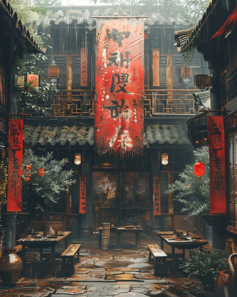 Ancient Chinese-Style Courtyard House AI Artwork 23