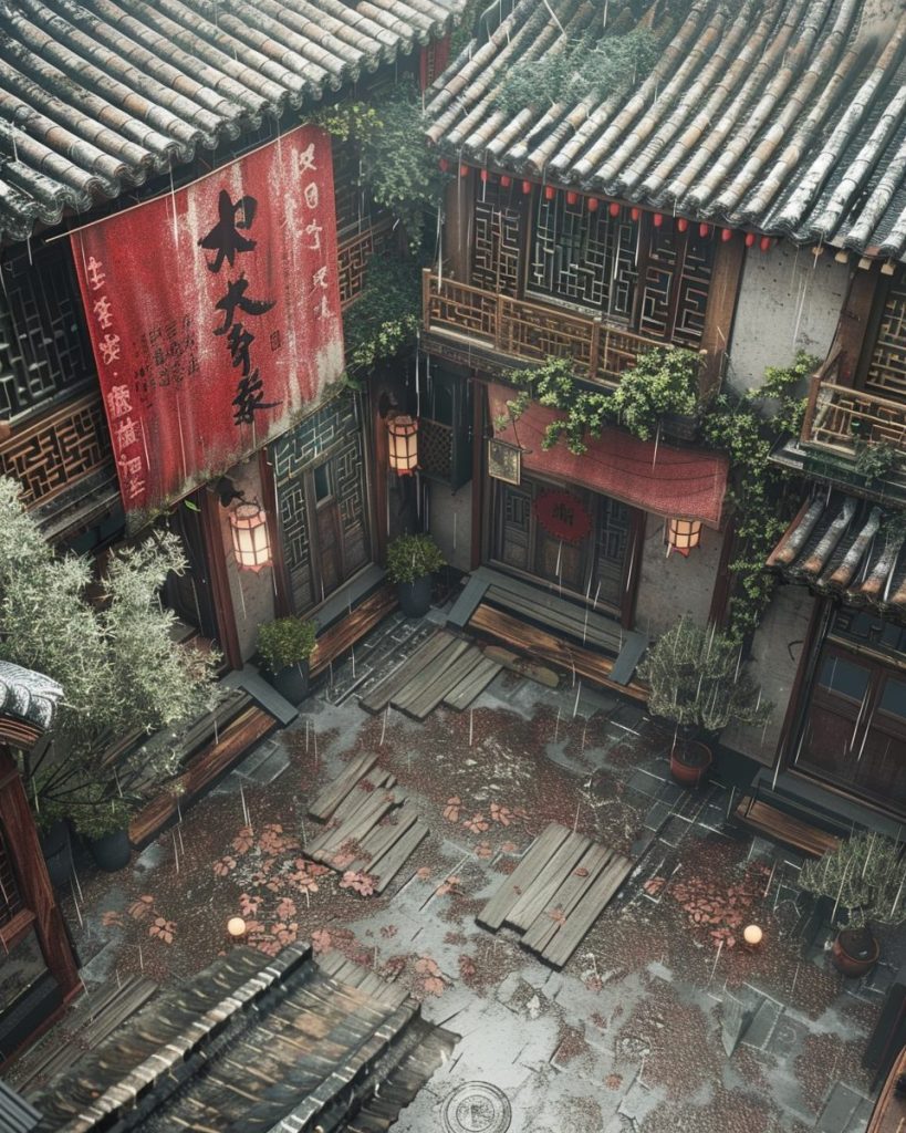 Ancient Chinese-Style Courtyard House AI Artwork 8