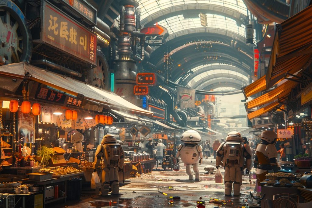 Cyberpunk Food and Product Stalls AI Artwork 10