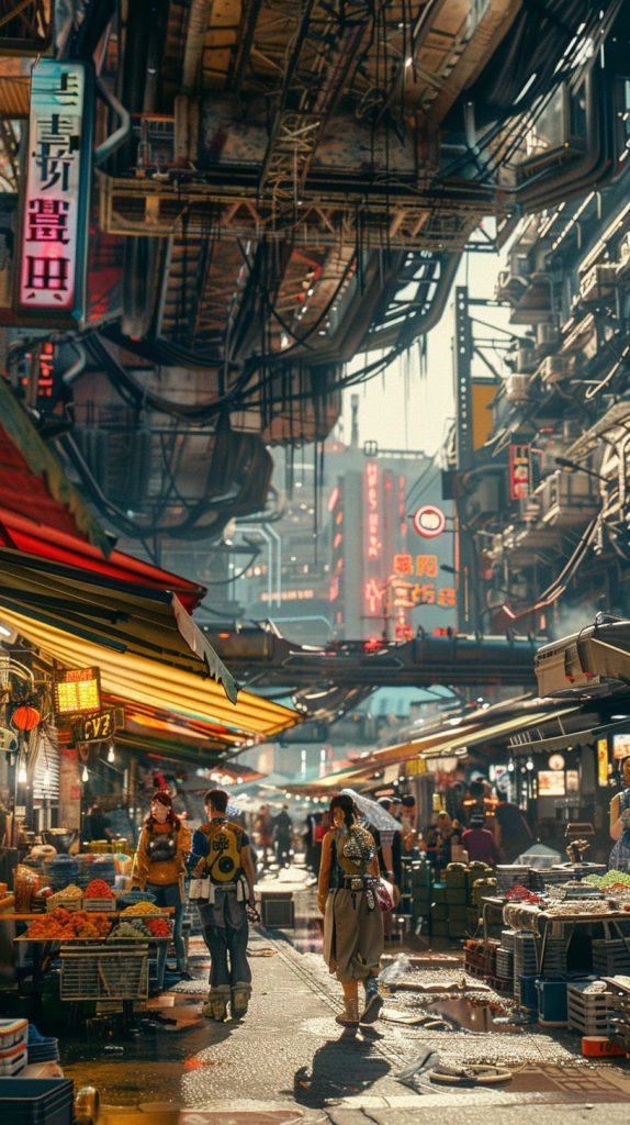 Cyberpunk Food and Product Stalls AI Artwork 2