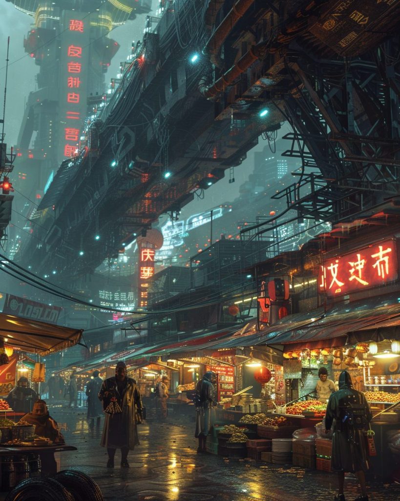 Cyberpunk Food and Product Stalls AI Artwork 21
