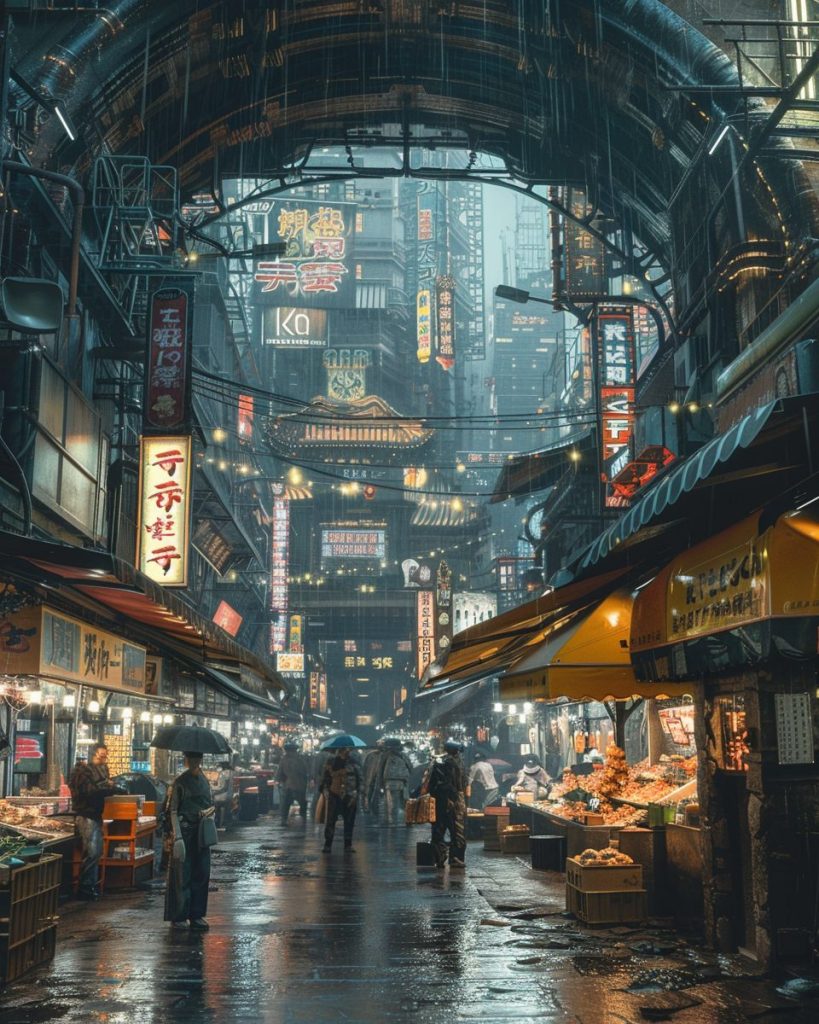 Cyberpunk Food and Product Stalls AI Artwork 25