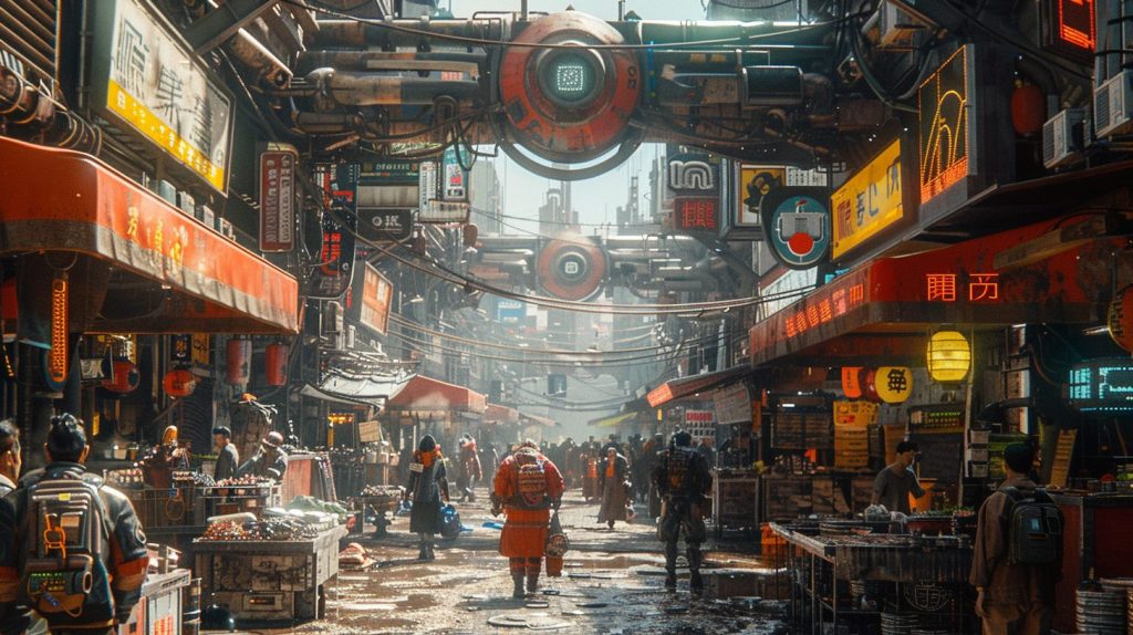 Cyberpunk Food and Product Stalls AI Artwork 4