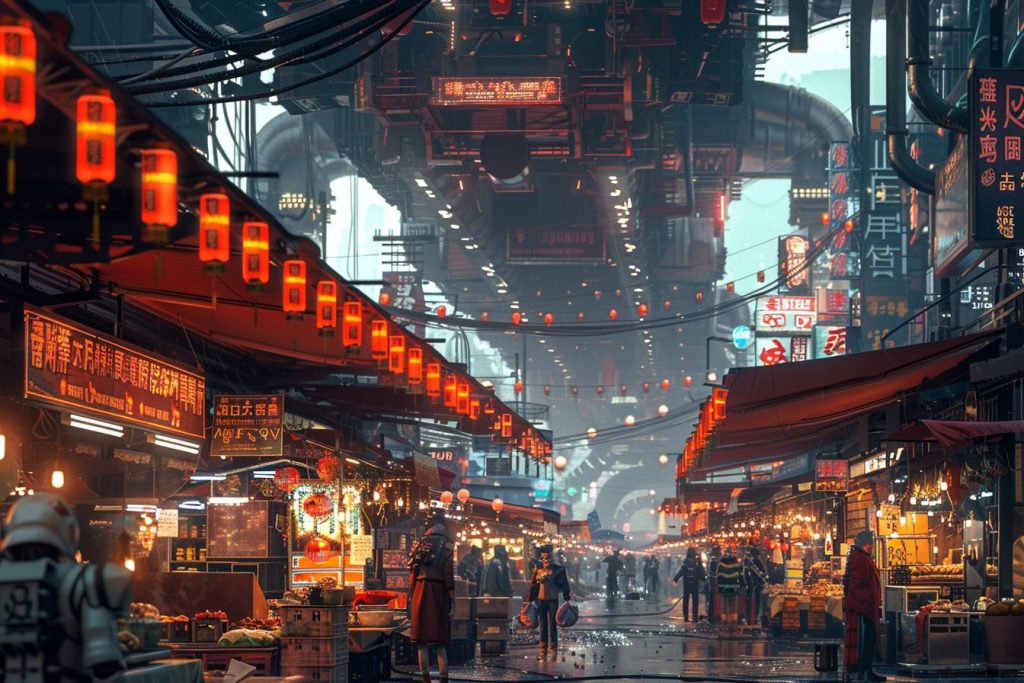 Cyberpunk Food and Product Stalls AI Artwork 9