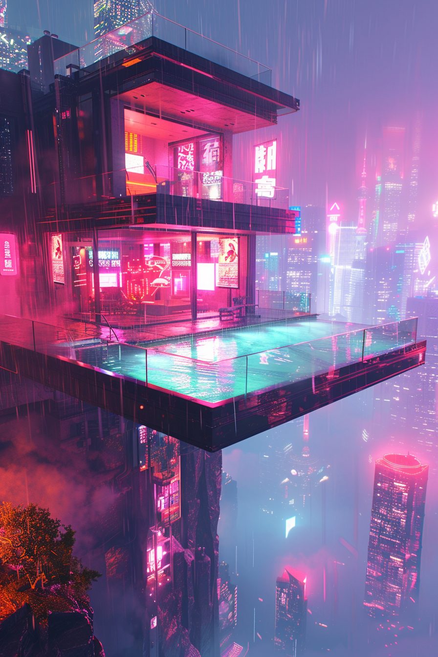 Futuristic House with a Swimming Pool to View the City
