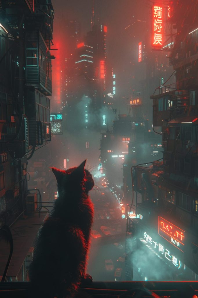 High Vantage Point View of Cyberpunk City AI Artwork 2
