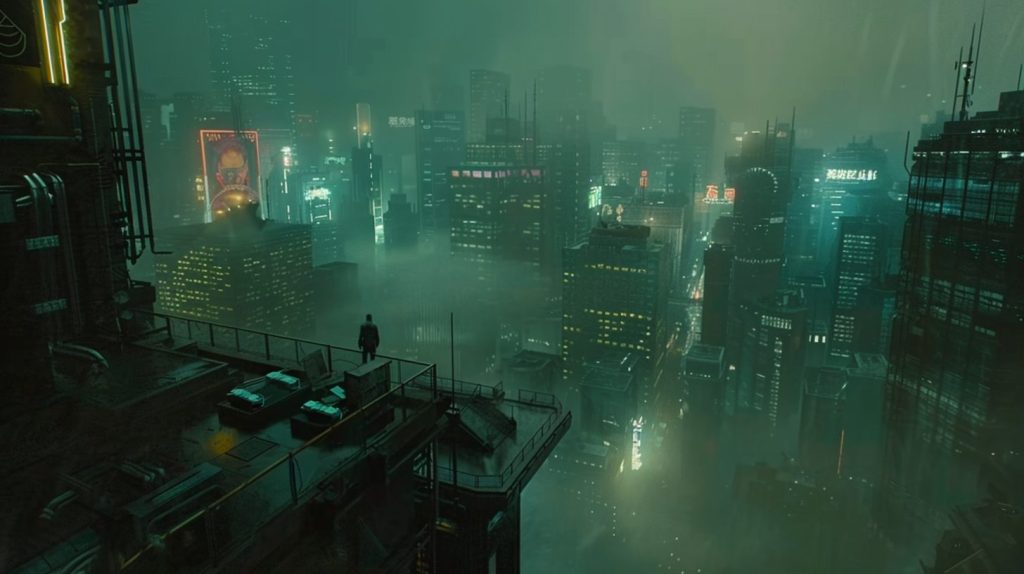 High Vantage Point View of Cyberpunk City AI Artwork 4
