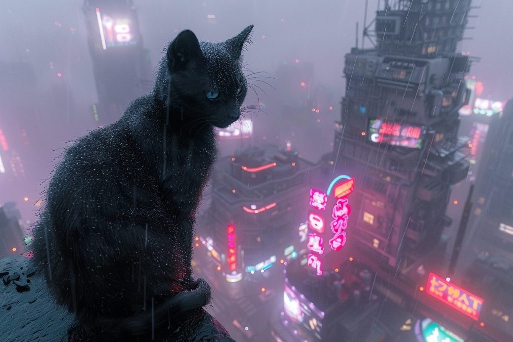 High Vantage Point View of Cyberpunk City AI Artwork 6