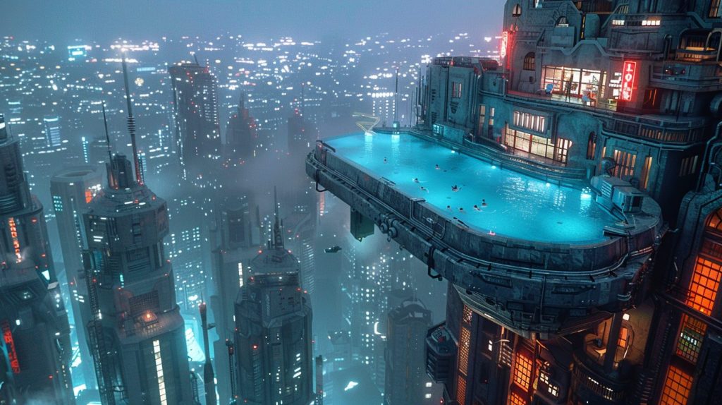 Rooftop Homes with Infinity Pools AI Artwork 5