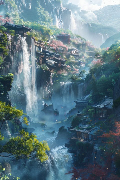 Vilage R Water Fall The Waterfall Village of Japan