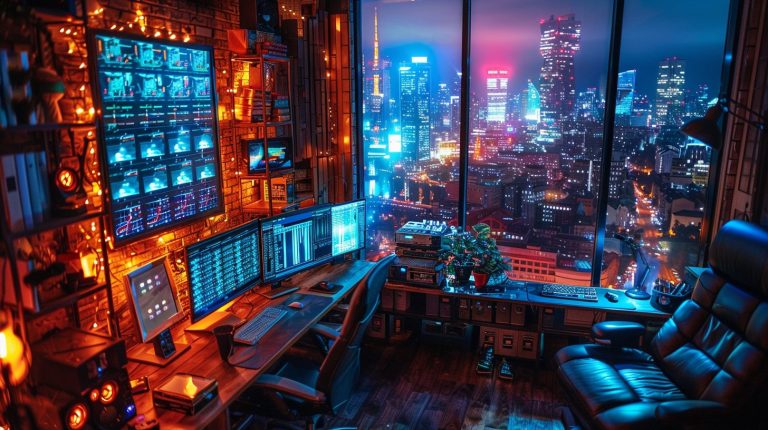 Home Computer Rooms with Cityscape Views