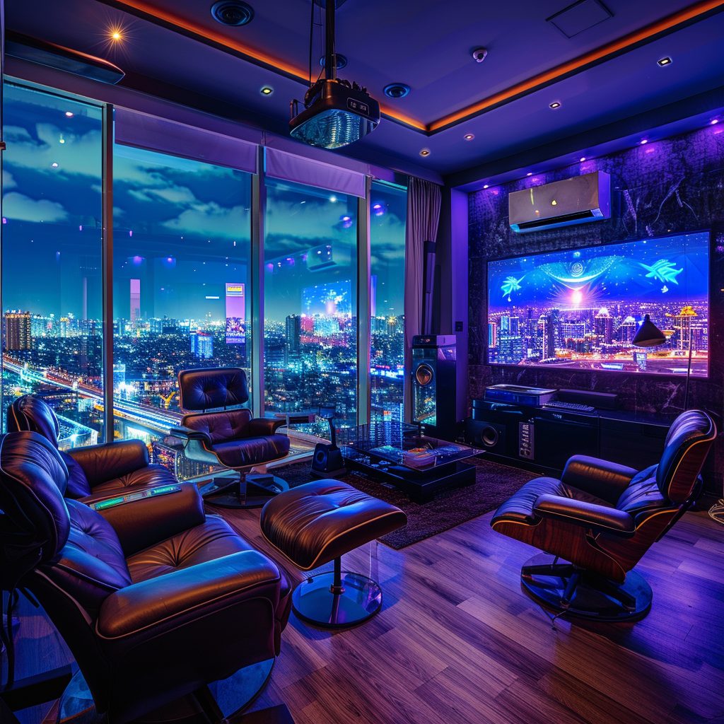 Home Computer Rooms with Cityscape Views AI Artwork 17