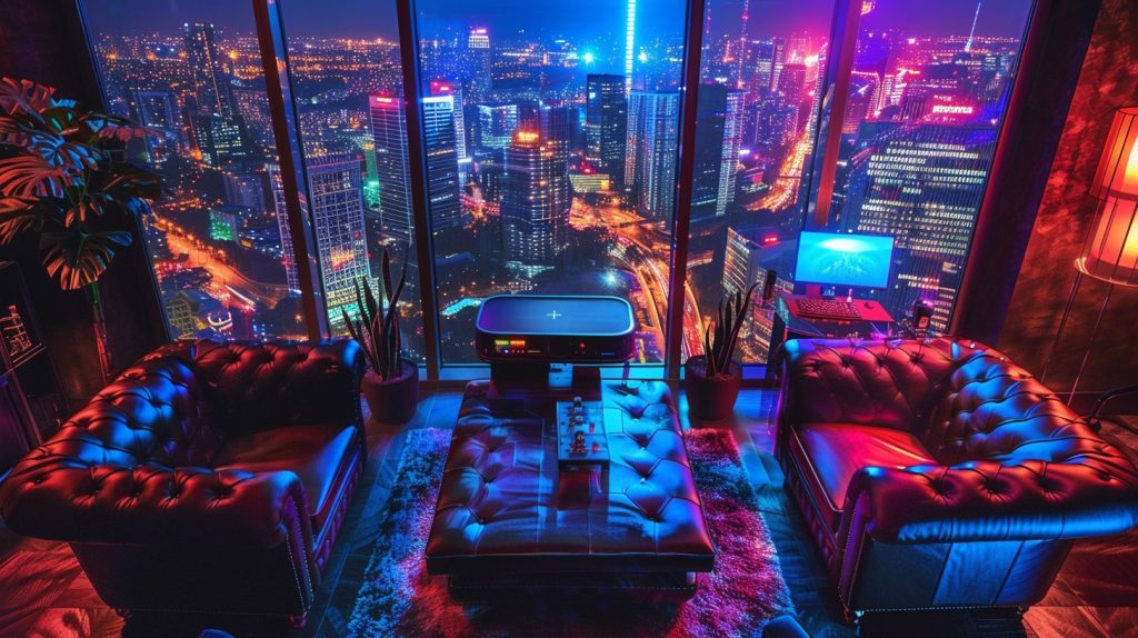 Home Computer Rooms with Cityscape Views AI Artwork 8