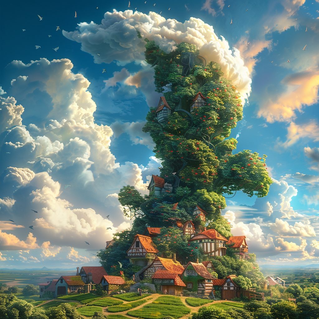 Houses Built on Whimsical Places AI Artwork 18