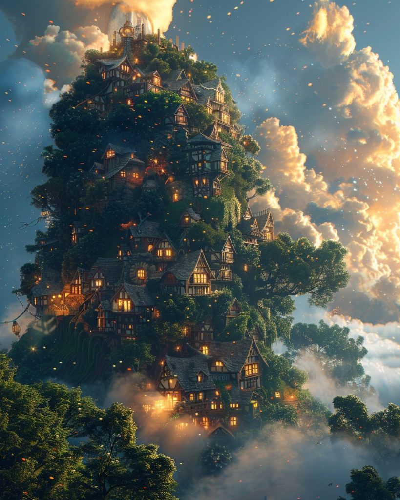 Houses Built on Whimsical Places AI Artwork 22
