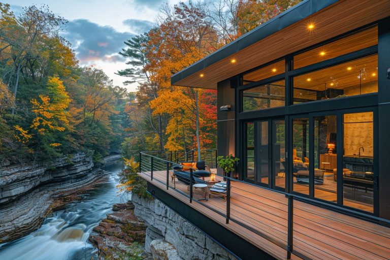 Rustic Riverside House Modern Rustic Cliffside Houses with a River View
