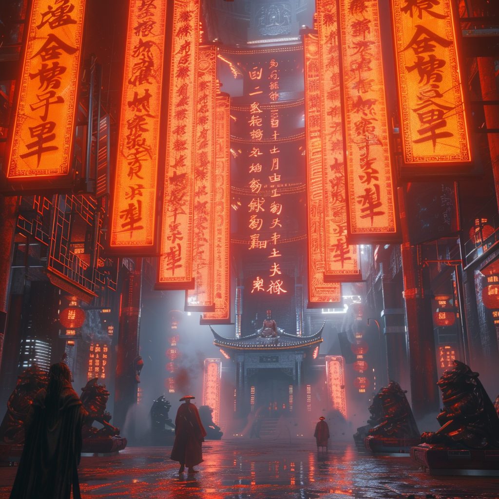 The Interiors of Cyberpunk Temples AI Artwork 14