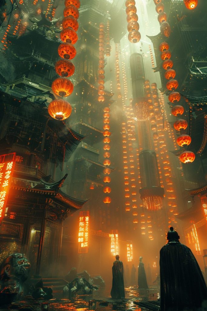 The Interiors of Cyberpunk Temples AI Artwork 16