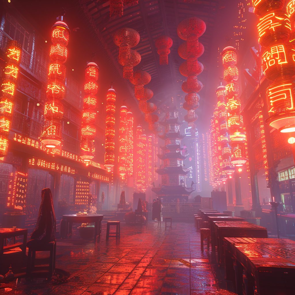 The Interiors of Cyberpunk Temples AI Artwork 20