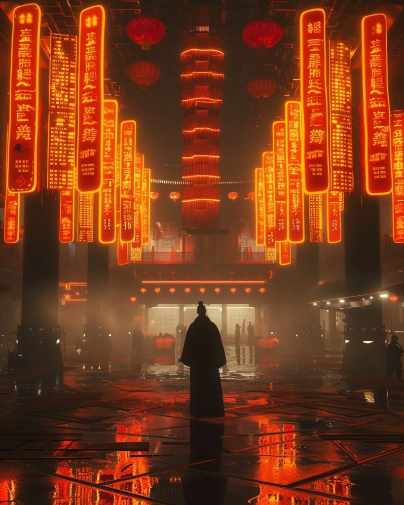 The Interiors of Cyberpunk Temples AI Artwork 22