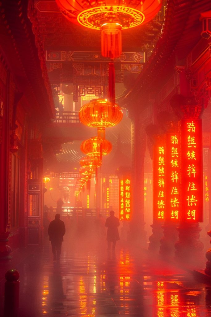 The Interiors of Cyberpunk Temples AI Artwork 24