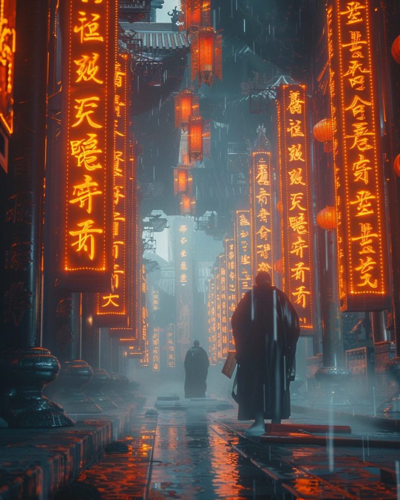The Interiors of Cyberpunk Temples AI Artwork 26