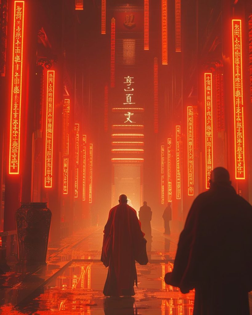 The Interiors of Cyberpunk Temples AI Artwork 27