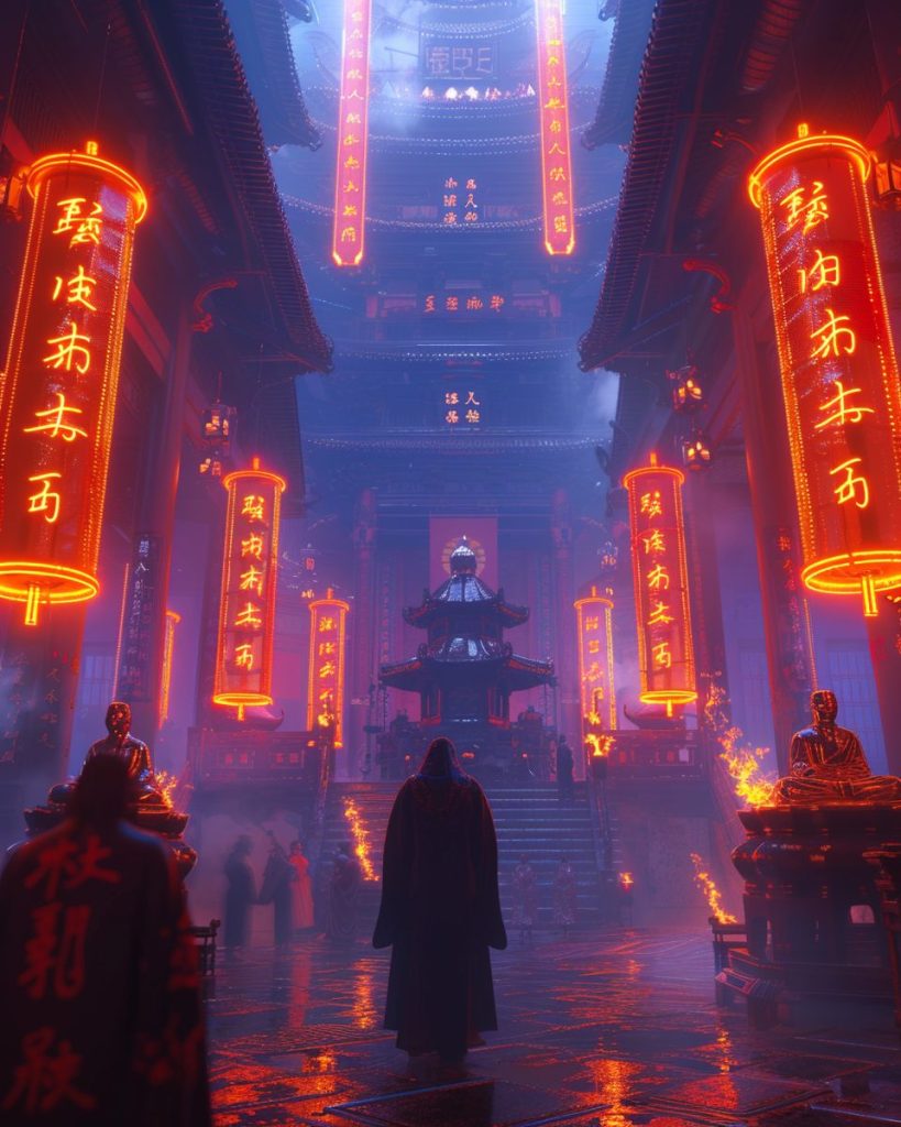 The Interiors of Cyberpunk Temples AI Artwork 28