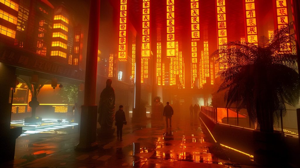 The Interiors of Cyberpunk Temples AI Artwork 2