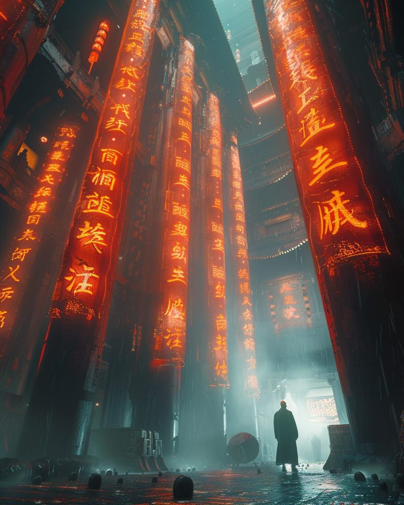 The Interiors of Cyberpunk Temples AI Artwork 30