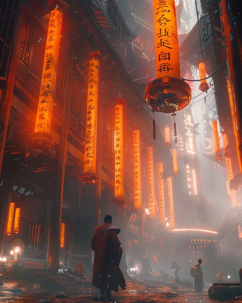 The Interiors of Cyberpunk Temples AI Artwork 31