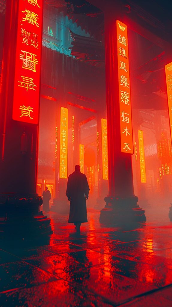 The Interiors of Cyberpunk Temples AI Artwork 4