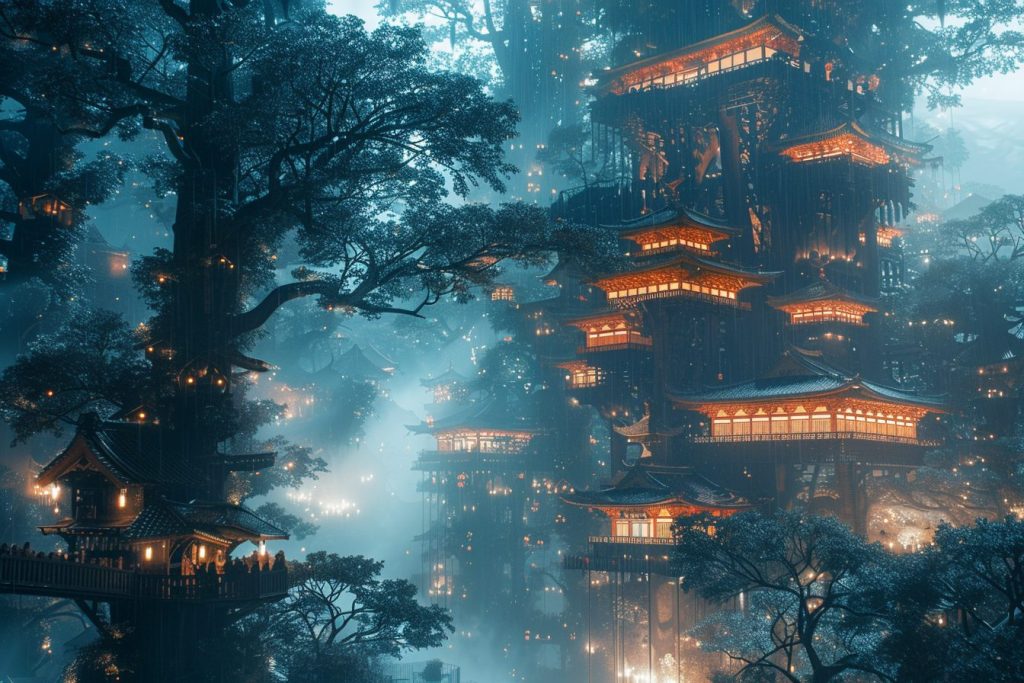 The Tree Village in Japan AI Artwork 10