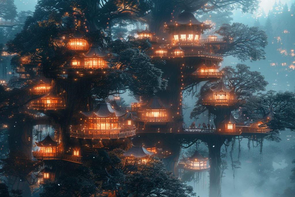 The Tree Village in Japan AI Artwork 11