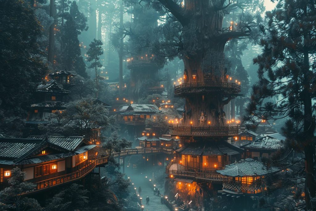 The Tree Village in Japan AI Artwork 13