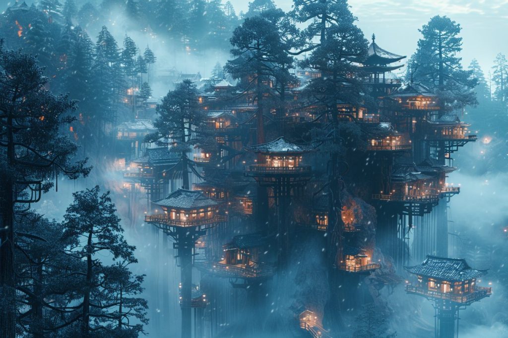 The Tree Village in Japan AI Artwork 14